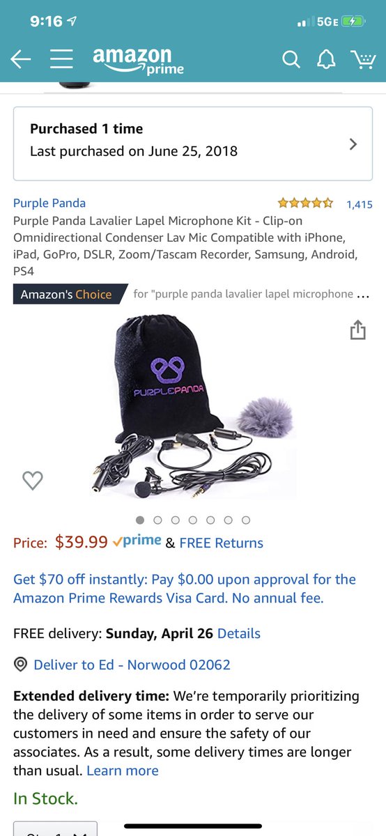 Digucator's tweet photo. Audio seems to suffer as local & national reporters broadcast on cell phones from home. High School Broadcast Teachers have Solutions ! One is Purple Panda Lav w 9.8โ ext. Req. additional official lighting adaptor for iPhone. @wbz @WCVB @NBC10 @Fox25N @10bos @7News #iPhoneAudio https://t.co/iVSXjUnRD2