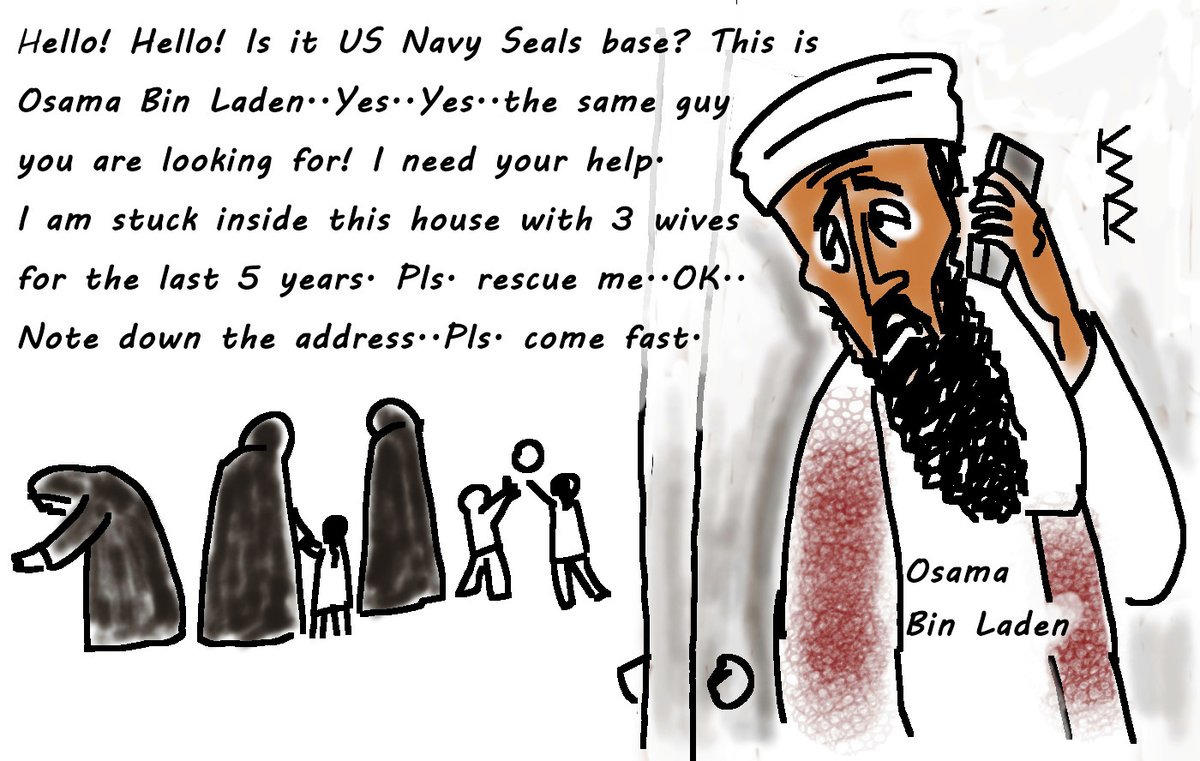 Cartoon based on a tweet by #MajoDMalpas who, after 2 weeks of lock-down, empathised with Osama's mental state. #lockdown