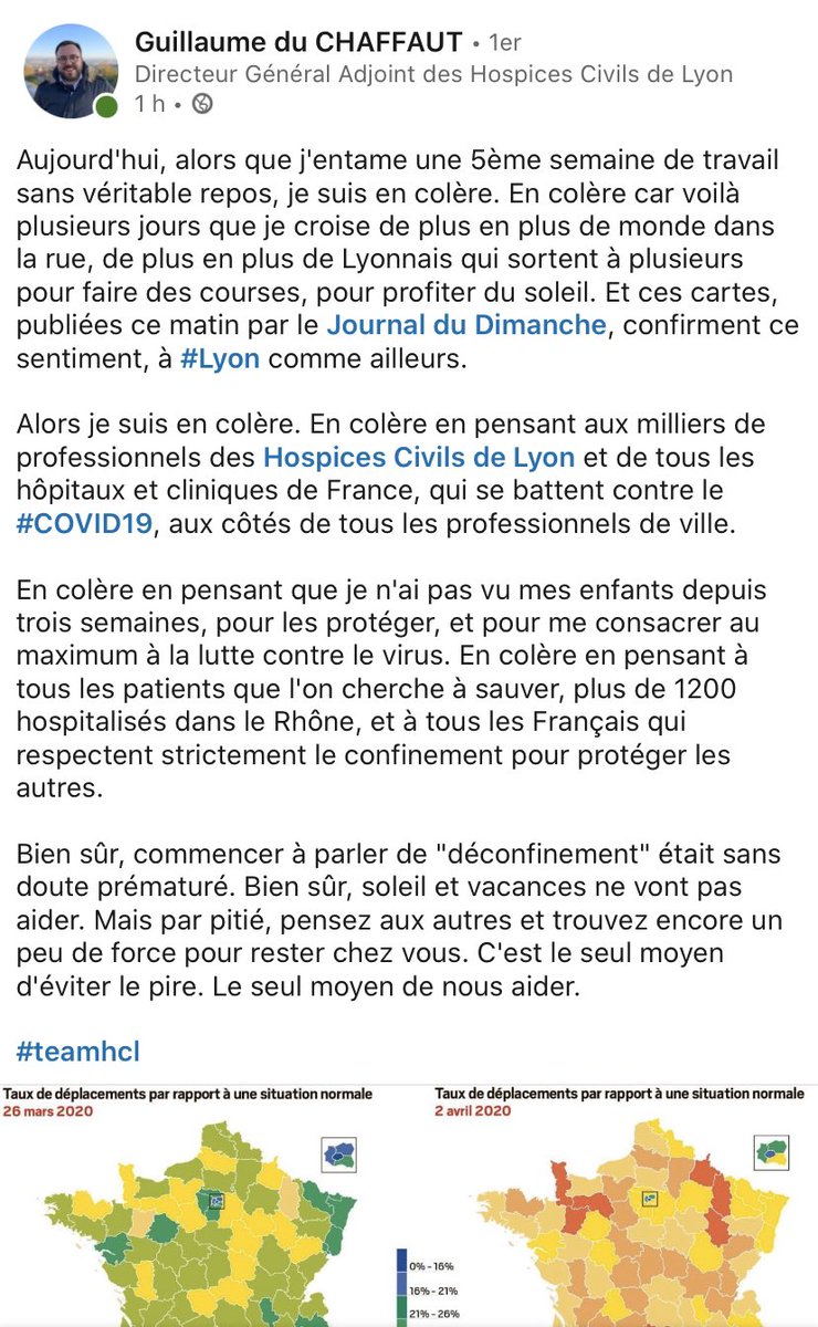 🤬Coup de gueule de <a href="/GduChaf/">Guillaume du Chaffaut</a>, DG adjoint des <a href="/CHUdeLyon/">HCL - Hospices Civils de Lyon</a> ! 
Même chose à <a href="/nimes/">Ville de Nîmes</a> ! C’est scandaleux ! C’est criminel !
Pensez au personnel soignant, pensez à vos parents ! 
🗣<a href="/Prefet30/">Préfet du Gard</a> <a href="/PoliceNat30/">Police Nationale 30</a> faites quelque chose svp #covid #Covid_19