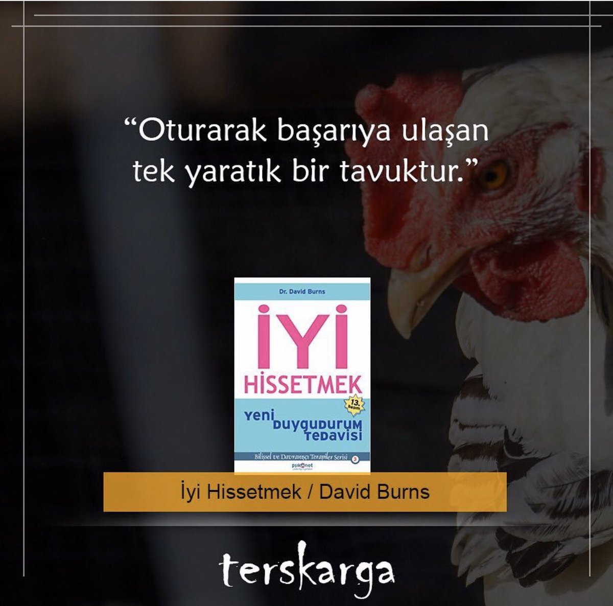📚”Oturarak basarıya ulaşan tek yaratık bir tavuktur.” 📚#terskarga <a href="/SabitFikir/">SabitFikir</a> <a href="/terskarga/">Ters Karga</a>  #davidburns  #iyihissetmek #psikonetyayınları