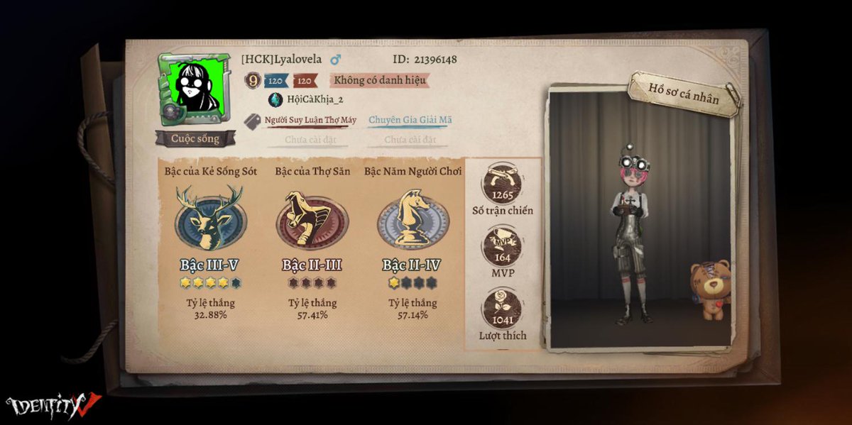 HienYixing's tweet photo. Tôi đang chơi Identity V. Bạn nghĩ đó là game ư? https://t.co/YESmhlWKQi