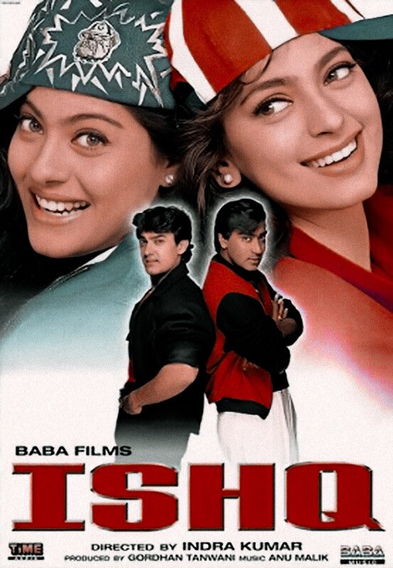 —ishq this movie is my whole childhood, never missed it on tv ughh the songssss also the castt ufff how much i loveeeee juhi-aamir i mean they are the cutestest the way they compliment eo also everyone was amazing nd hence the movie <3