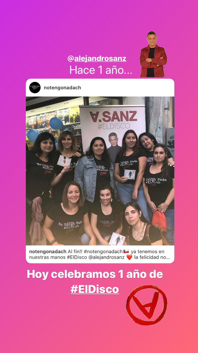 Feliz aniversario <a href="/AlejandroSanz/">Alejandro Sanz</a> 🥳🥳 hace un año estábamos con el estómago apretado por #ElDisco y hoy ya llevamos 1/2 de #LaGira en el cuerpo ❤️