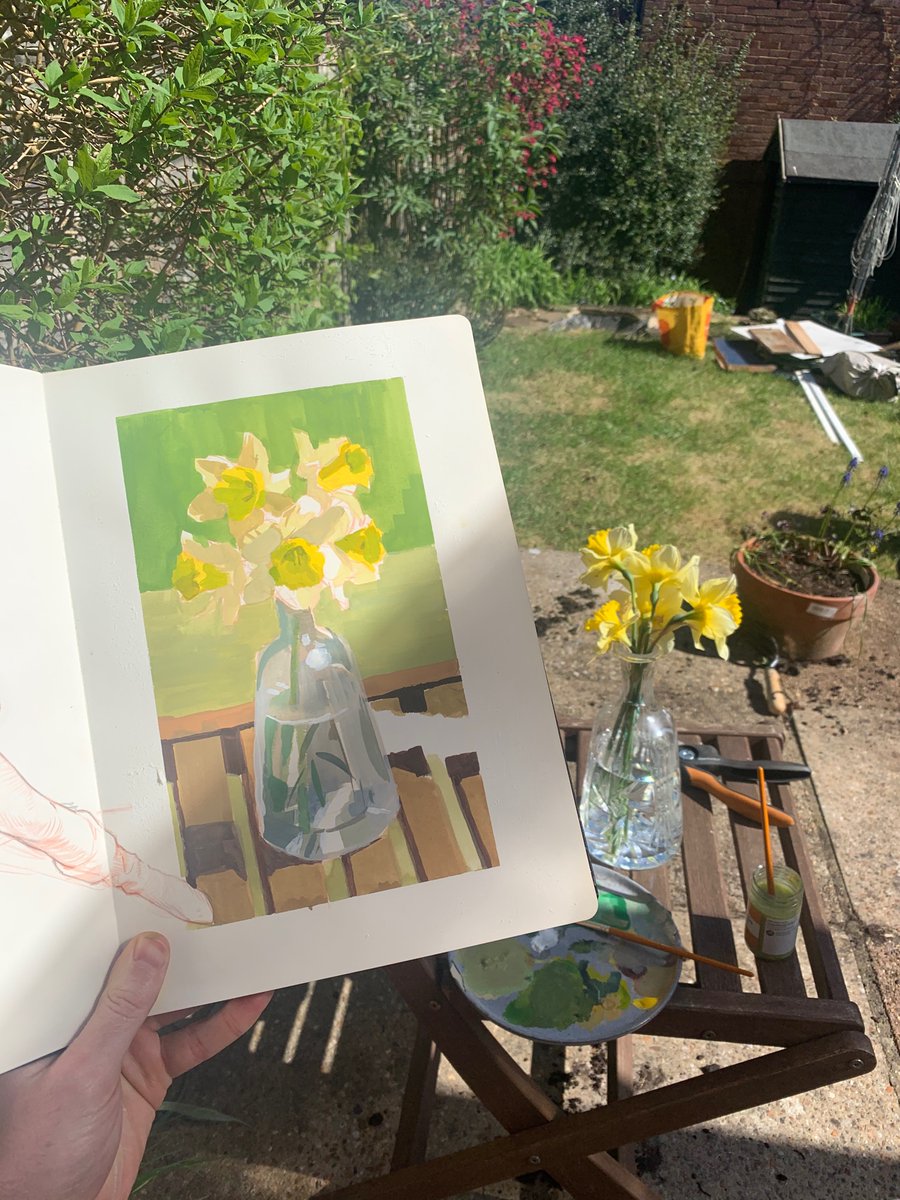 There was an attempt to paint with gouache in the garden