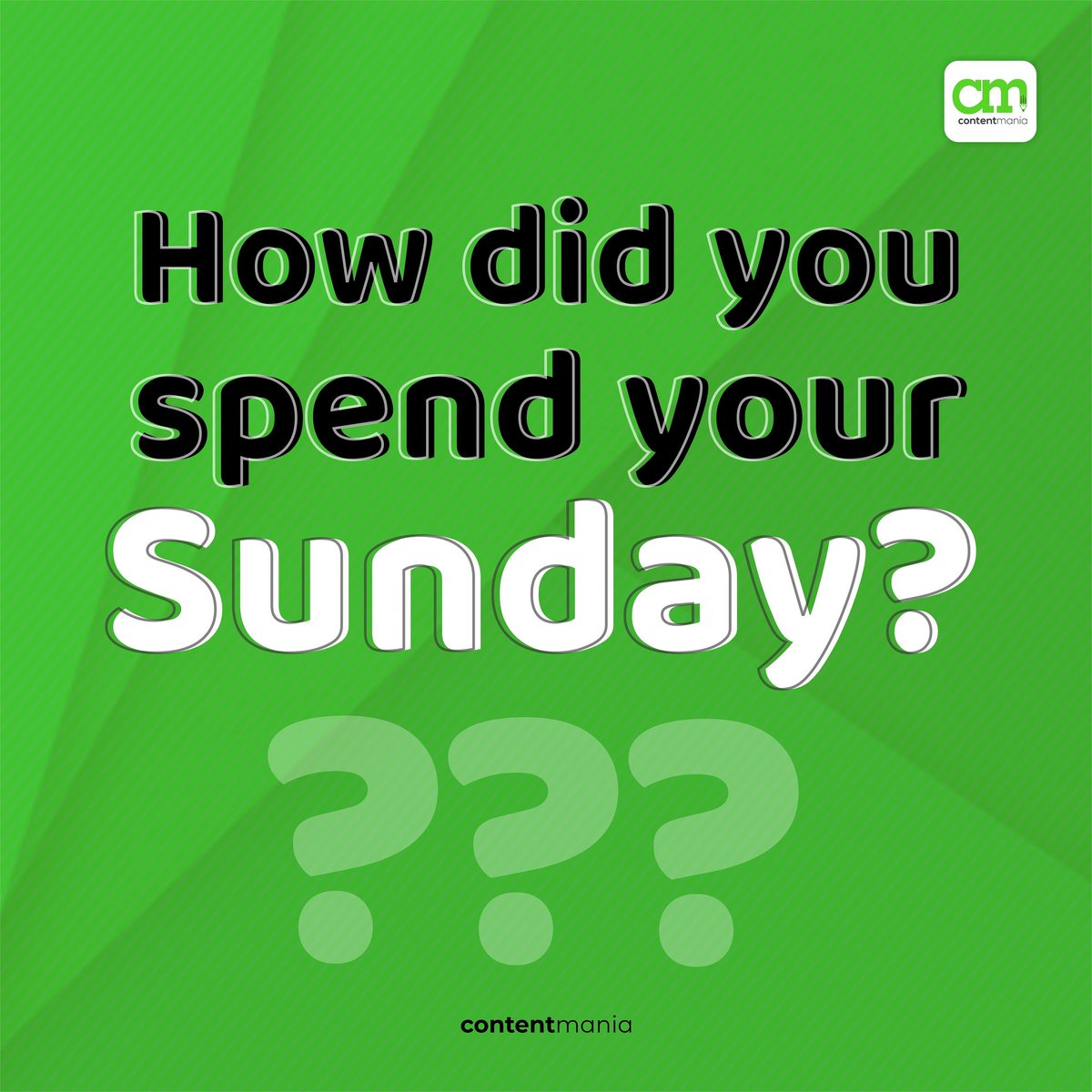 _ContentMania's tweet photo. Hope you didn’t have a boring Sunday?
Tell us the activities you engaged in today 😉😁
#PalmSunday #lockdown #StayHome #CMContent https://t.co/4AyMS0K5F5