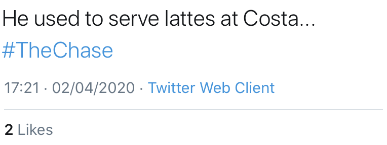 7/nBeing a Barrister at some point probably doesn't help your cause if appearing on a daytime quiz. A tweet in 2016 suggested that if I was a former Barrister then I was either brilliant or terrible at it.