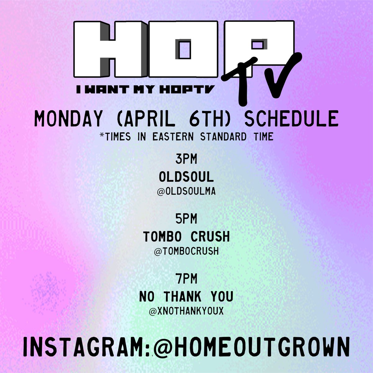 Here’s who is up tomorrow! Going to start doing these every other day for a bit📺