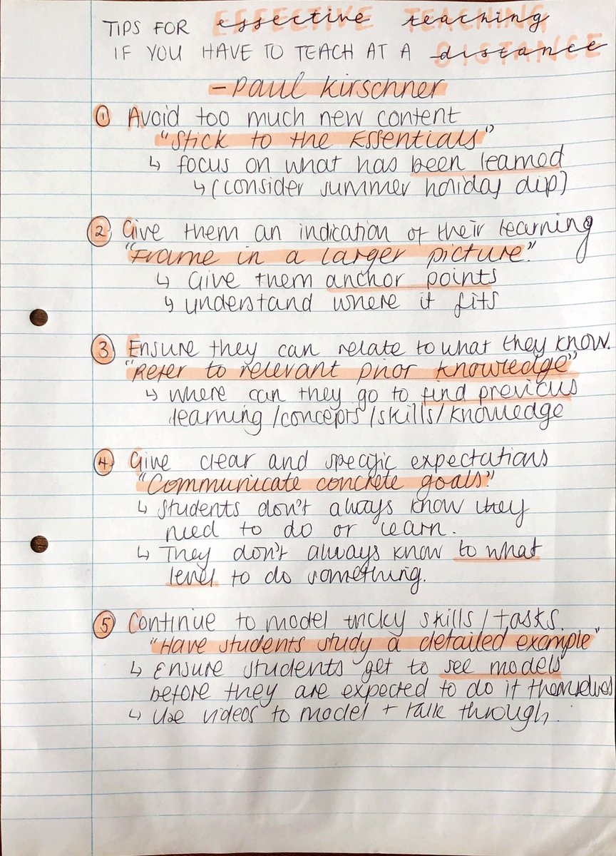 LauraLolder's tweet photo. Really enjoying dipping in and out of this CPD opportunity this weekend when I get a couple of minutes. Massive thanks to @researchED1 - here are my notes on  @P_A_Kirschner and @HFletcherWood on distance learning it useful/if you miss them 🤓📚 #rEDDurringtonLoom https://t.co/OJN6MgdySd