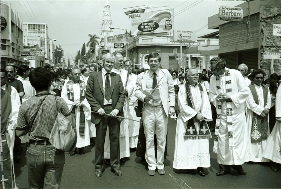 There were representatives from across the world. They included Bishop Jim O'Brien, auxiliary bishop of Westminster. Peter Bottomley MP (right) was also there representing British Parliament. Julian Filochowski (left), now Chair of the Romero Trust, was also there.