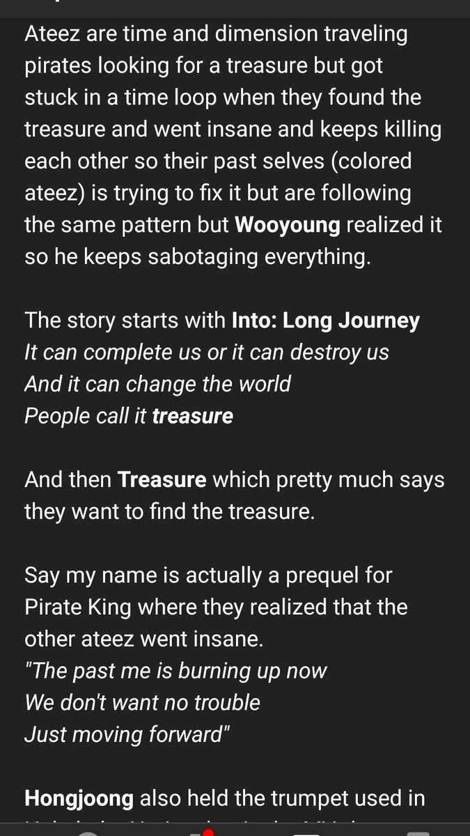 I think it would be interesting to start a thread of Ateez music theories. I'll start with this one I just found on YouTube because I found it really cool. Feel free to share your conspiracies and thoughts about the lyrics, MVs, references.... @ATEEZofficial  #ATEEZ