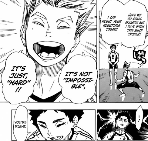 and we know that they dont stay together on a team later on as seen w the w msby jackals and bokuto's had other setters, but the trust he has with akaashi and their history will always get him saying stuff like these i--