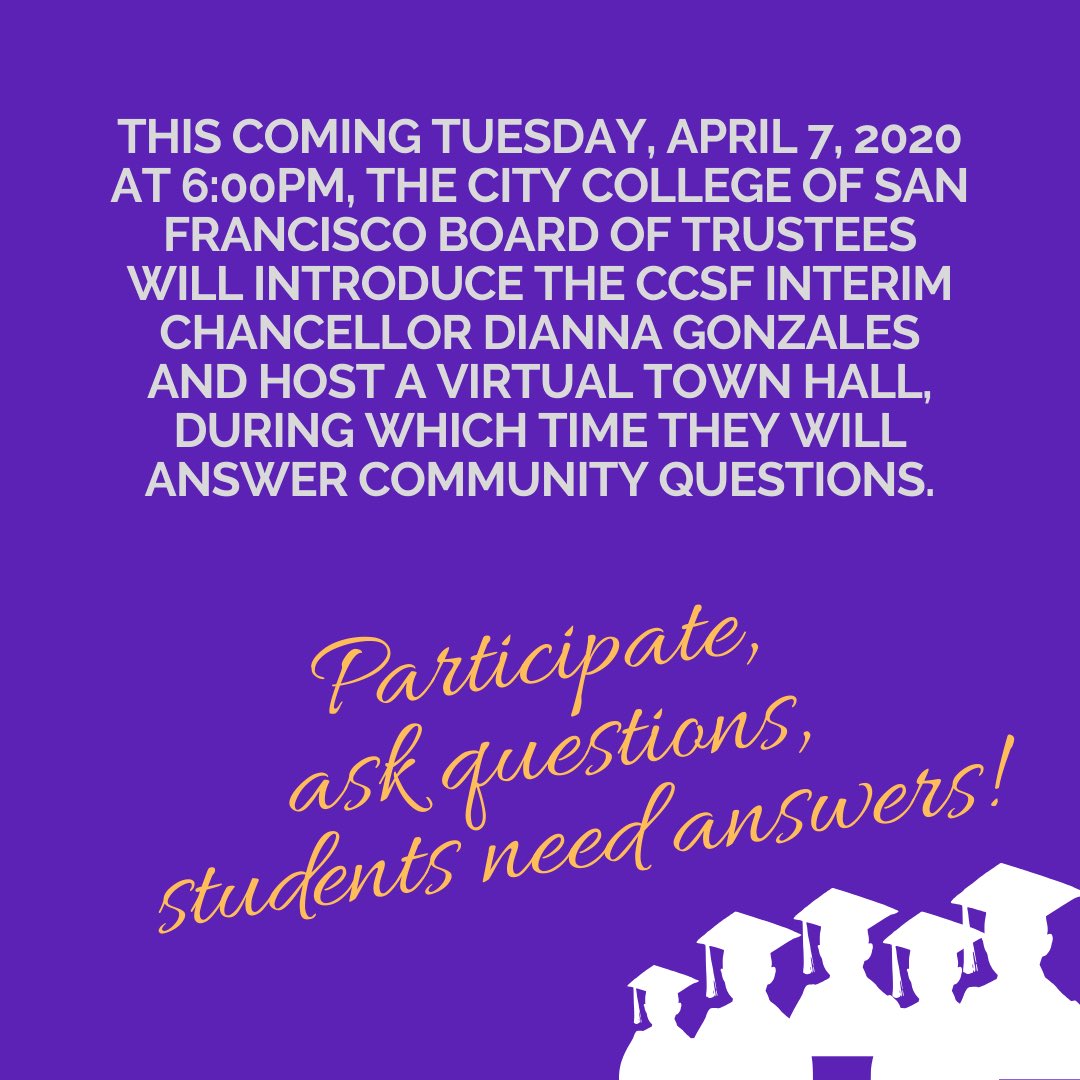 CCSFStudentsays's tweet photo. For context: #ChancellorMarkRocha was recently ousted. The #CCSFBOT have picked #diannagonzales as interim chancellor. 

Students have a lot of questions and concerns. Students want to know how will the Trustees guarantee that students are apart of Chancellor selection process. https://t.co/sk7HojGbVB