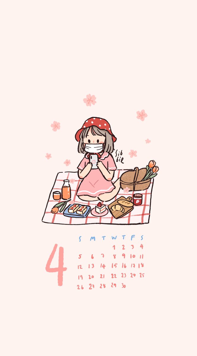 Sibbil_'s tweet photo. Wallpaper "April" 🌸🌸🌸พาคุ��ไปปิคนิคใต้ต้นซากุระกับน้องแตงกวา💗 อยากให้ทุกคนเห็นแล้วผ่อนคลาย~~ เหมือนได้ออกไปข้างนอก แล้วก็ลองวาดแบบใส่แมสก์มาให้ด้วยค่ะ :) ขอให้ทุกคนปลอดภัย แล้วก็รักษาสุขภาพด้วยนะคะ💕 #WallSibbil https://t.co/BD1NRiIywH