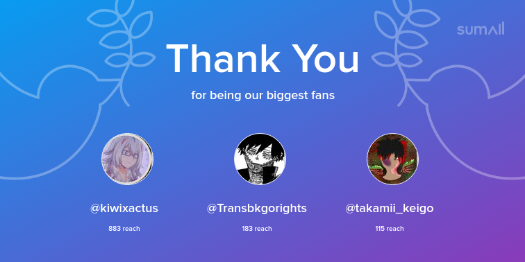 Our biggest fans this week: kiwixactus, Transbkgorights, takamii_keigo. Thank you! via sumall.com/thankyou?utm_s…