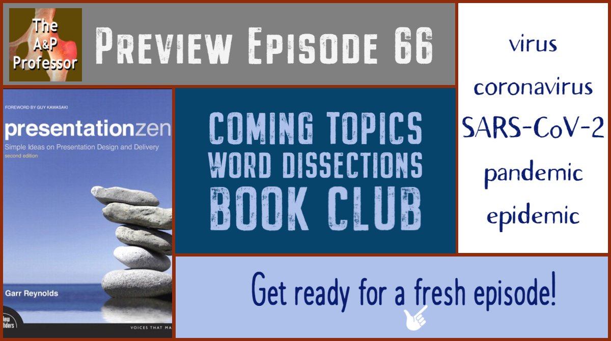 AnatomyOrg's tweet photo. And an #Anatomy20 preview!
Watch for both to drop tomorrow.
#anatomy #anated
@theAPprofessor: Get ready for the next episode! Listen to Preview Episode 66 now for upcoming topics, #WordDissection terms, a #BookClub recommendation.
https://t.co/Mb1UKo35vS https://t.co/tuDbPhZYy3