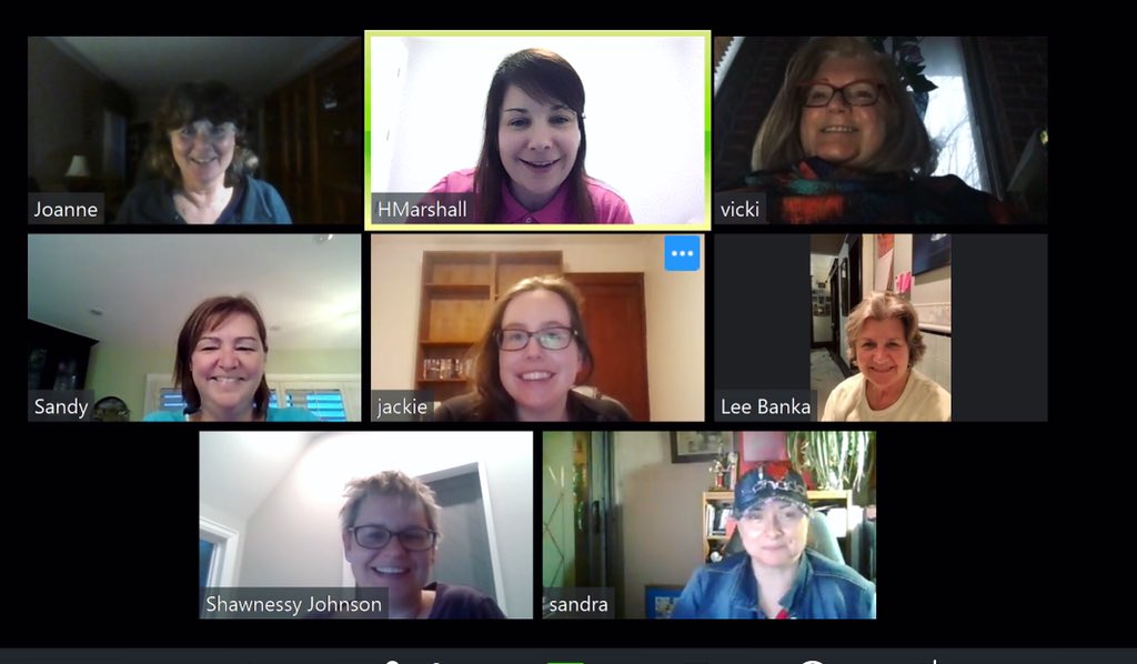 EYCCWomen's tweet photo. Well, it’s not quite the same as being out on the ice but the East York Wednesday Women still met up this past week via zoom! Stay safe everyone! #eyccww #eycc #eastyorkcurlingclub #eastyork #socialdistancing #curlingdistancing #physicaldistancing #curling #toronto https://t.co/BpoppzJxUT