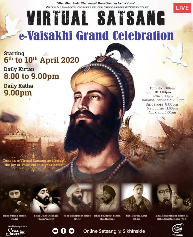 SikhInside's tweet photo. Missing Khalsa Week or Grand Vaisakhi Event?
Fret not! With guru jis kirpa, we will be having Grand E - Vaisakhi this year.
Not to be missed. Begins tomorrow.
#amrit #punjpyare #sikhi #kirtan #katha https://t.co/6tPe8iWwH1