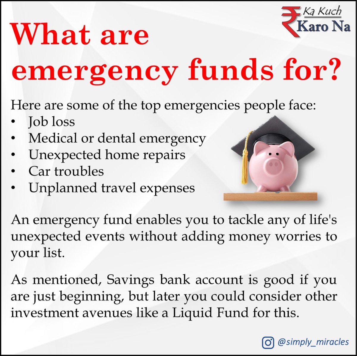 simplymiracles's tweet photo. Now that you are through with the basics of Savings, all you have to do is start. Here are some tips on how you can begin to save...
If u have questions related to Savings, u can DM &amp; I'll try my best to answer it or get it answered by an expert. 
 #moneyexplained #simplymiracles https://t.co/Do6Rur6Zci