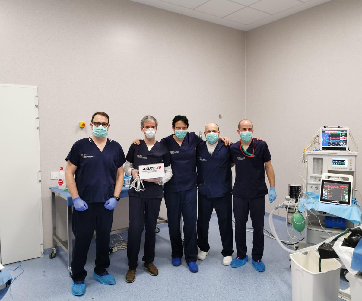 19Acute's tweet photo. ACUTE-19 termina la semana superando la finalización del primer prototipo, la fase de testado en simulación humana y la de testado animal. Seguimos dando pasos, no hay descanso... https://t.co/ksM65wGLMc