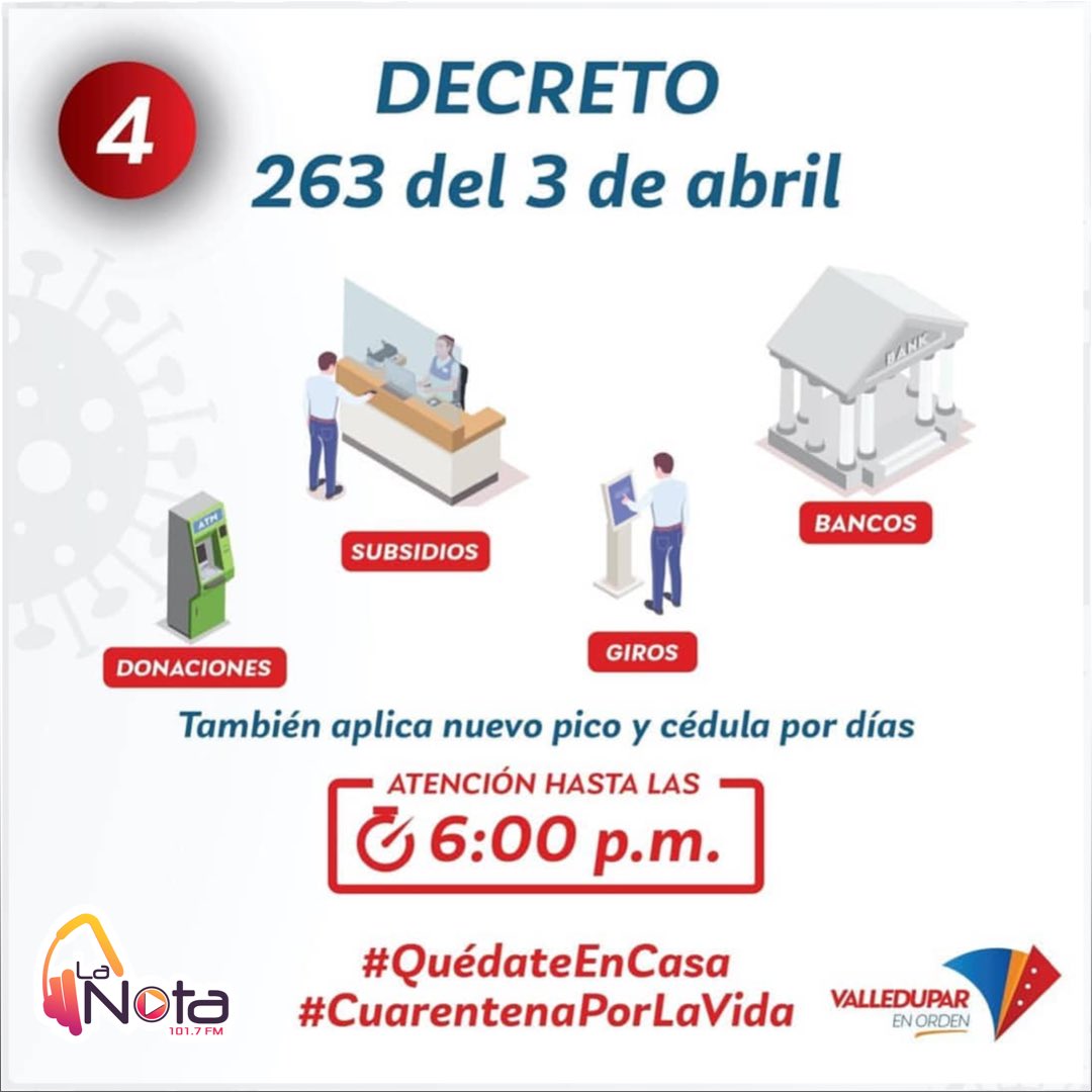 lanota1017's tweet photo. Con este comunicado la alcaldía de Valledupar le dio a conocer a los ciudadanos el nuevo pico y cédula que empezará a regir desde mañana 6 de Abril. #SomosTuNuevaRadio #LaNota1017 https://t.co/nGTMbq4Vbn