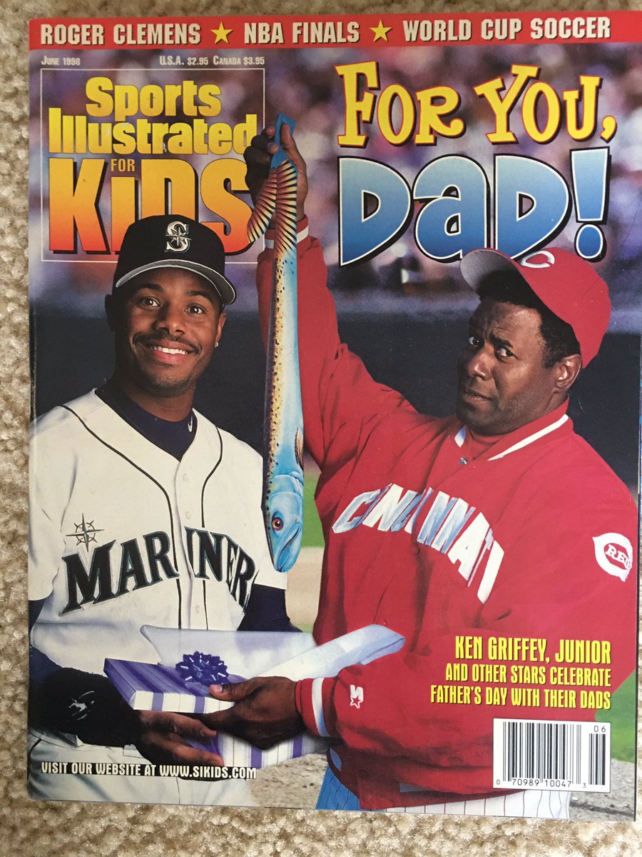 Griffeyti's tweet image. In #2020NewYear I will be posting my Ken #Griffey, Jr. periodical collection in chronological order. This could take awhile. All pictures are from my personal collection. #Mariners #Reds #WhiteSox #Phillies #MLB 

Periodical of the Day - Sports Illustrated for Kids June 1998 :