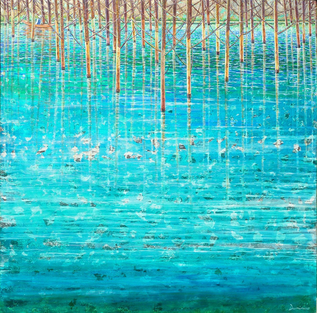 BettiDumi's tweet photo. The lake in the Spring.
39.4 H x 39.4 x 1 in.
It' s a mixed media: oil colors, glass colors, silver leaf and metal foil on chalk prepared wood panel.
#elisabettaduminuco
#saatchiart. #contemporaryart 
#artgallery #landscapepainting 
#artist #fineart https://t.co/07GNgVdW77