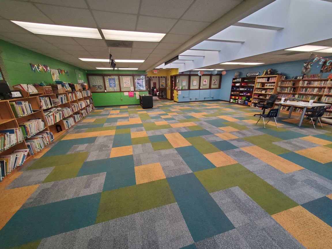 New library carpet at Young during CARONAVIRUS-IMPRESSIVE!! #weAREdega