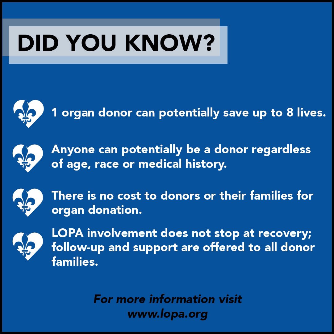 LSUempowered's tweet photo. Did you know that April is National Donate Life Month? Remember to stay safe and continue to #SpreadHopeNotGerms. For more information about organ donation, visit https://t.co/M5ZocoalGU. If you would like to register to be a donor visit https://t.co/Ei34tFl0eM https://t.co/ZUhFQVinN0