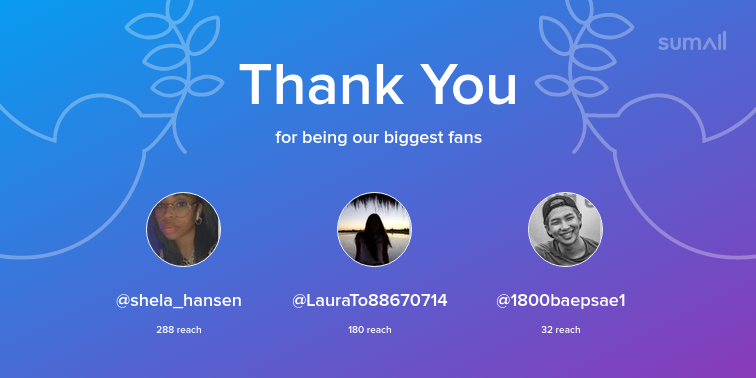 Our biggest fans this week: shela_hansen, LauraTo88670714, 1800baepsae1. Thank you! via sumall.com/thankyou?utm_s…