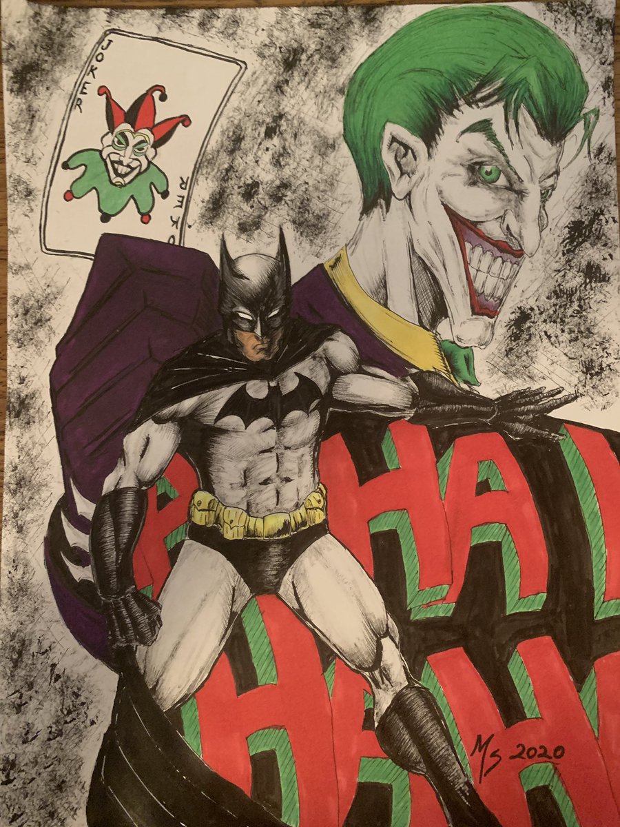 Schrantism's tweet photo. Haven’t posted on here much but did this, so I figured I should #Batman #DarkKnight #Joker #clownprince #dc #dccomics #art #drawing https://t.co/FQRuoidTD6