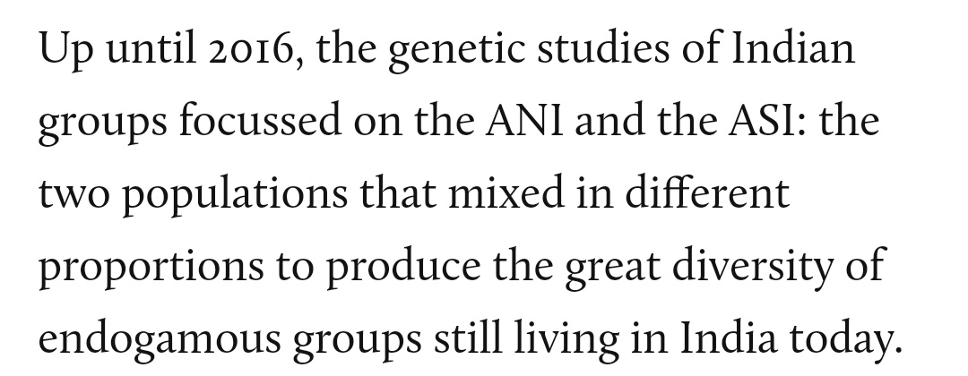 1. Uptil 2016 genetic studies of Indian groups focused on the ANI and ASI 2. Post 2016, they realised present day Indians have strong affinity to ancient Iranian farmers ( might have migrated ~9000 years ago)3. They also have strong affinity to ancient steppe pastoralists