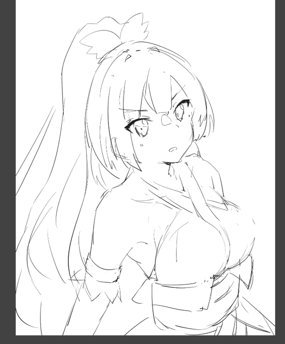 昨日上げた描きかけ(もう消した)が気に食わなかったのでラフ描き直した 