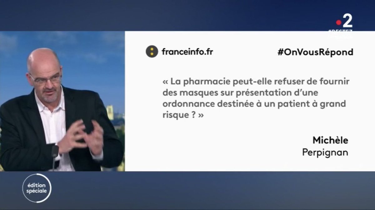 Ordre_Pharma's tweet photo. 👉Réponse: oui et elle le DOIT 
Un #pharmacien ne peut pas délivrer de masque à un patient même sur ordonnance, il est passible de sanction s'il le fait
Il y a un ordre de réquisition : les masques sont en officine pour être répartis entre les professionnels de santé prioritaires https://t.co/0Pk6CIoddK