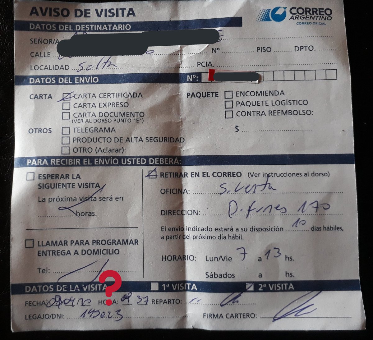 egravanago's tweet photo. @correooficialsa viaja en el tiempo... y no puede encontrarte en tu casa en una cuarentena??? 3 vez que me pasa... 1° en una cuarentena, antes pensaba que habia una posibilidad de no haber escuchado el timbre... https://t.co/LqKrAyoebJ