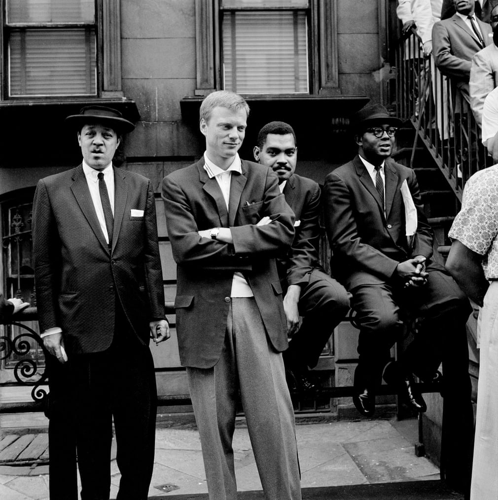 Lester Young, Gerry Mulligan, Art Farmer, Gigi Gryce. "Two colors forbidden to be in close proximity, yet captured so beautifully within a single black and white frame. The importance of this photo transcends time and location" – Quincy Jones