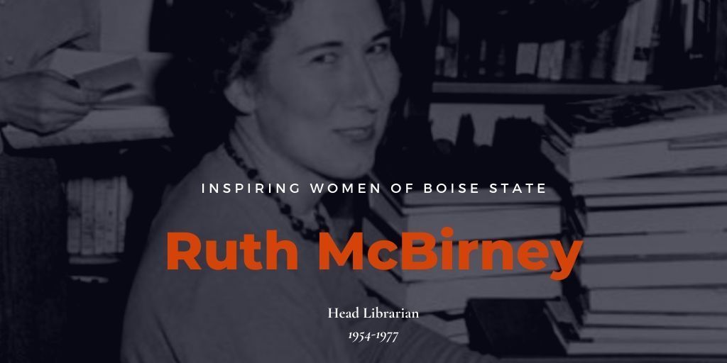 BoiseState's tweet photo. We are highlighting inspirational women who have played a significant role in making #BoiseState what it is today. Ruth McBirney was head librarian from 1954-1977. Under Ruth’s leadership, @BSULibrary became one of the biggest and most efficient libraries in Idaho. #IdahoWomen100 https://t.co/UCbgyzsYIe
