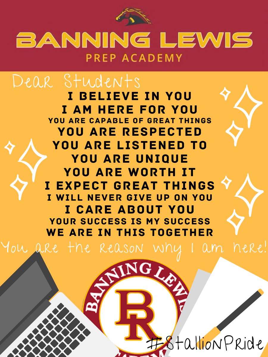 Hanging this in my window today to show #StallionPride  I have the most dedicated and hard-working students! Thank you parents for supporting transition to online learning. Thank you students for enthusiastic participation. You make me proud! @BlpaStallions  #BanningTogether