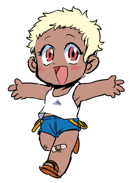 褐色ベリショちゃんデフォルメ。エロばっか描いてたせいで全裸しか描いたこと無かったので服着せてみた。(けど服装は未定) 