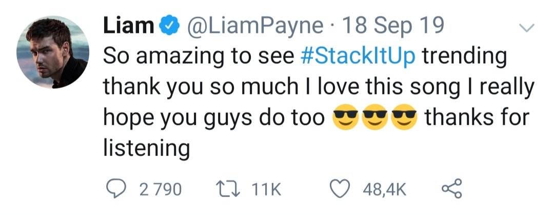 and he never ever forgets to thank his fans for everything. stan an angel. stan liam payne.