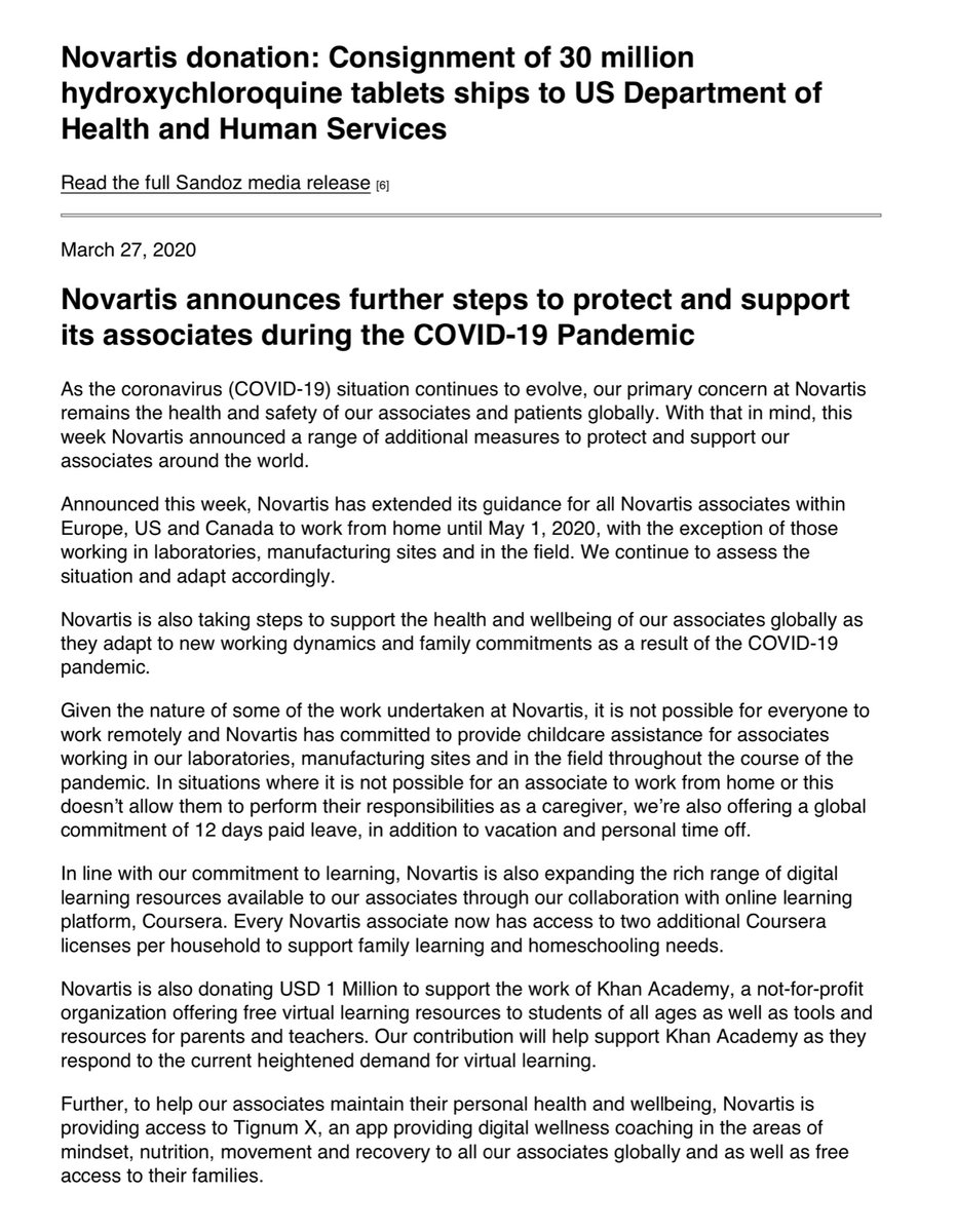 And let’s not forget about Novartis April 3, 2020 Press Release Here I pulled down Novartis Coronavirus related press releasescc  @SlickRockWeb start on the last page & work your way up - MARCH 11, 2020 https://www.novartis.com/printpdf/143311 