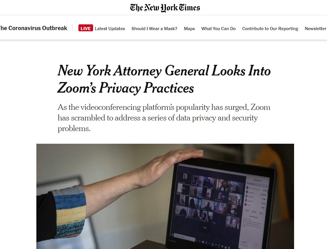 Selain itu, ada banyak lagi isu-isu panas berkaitan Zoom kalau korang google sejak minggu lepas, antara yang menarik perhatian adalah:- FBI keluar warning- Zoom kena saman sebab jual data ke FB- Few big comp mcm Tesla, Apple haramkan zoom.- AG NY semak zoom privacy practice.