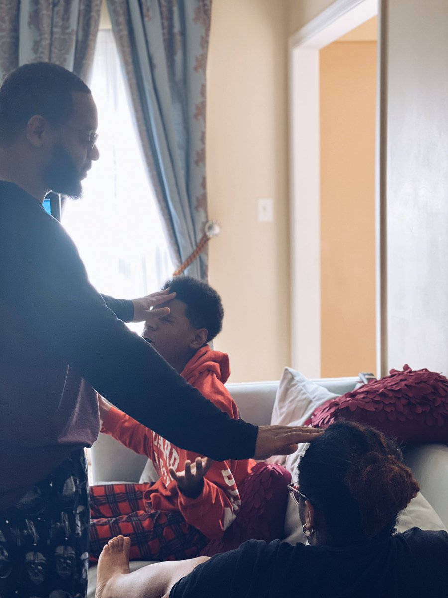 Sheila4Congress's tweet photo. Coronavirus Chronicles Virtual Sunday Morning Service: My husband praying over our children. Many of our children are anxious about these times and are missing the companionship of their friends. #prayingforourworldππ #SheilaForCongress #Faith&Family https://t.co/3ErfLqxOpu
