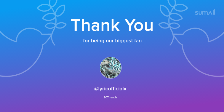 Our biggest fans this week: lyricofficialx. Thank you! via sumall.com/thankyou?utm_s…