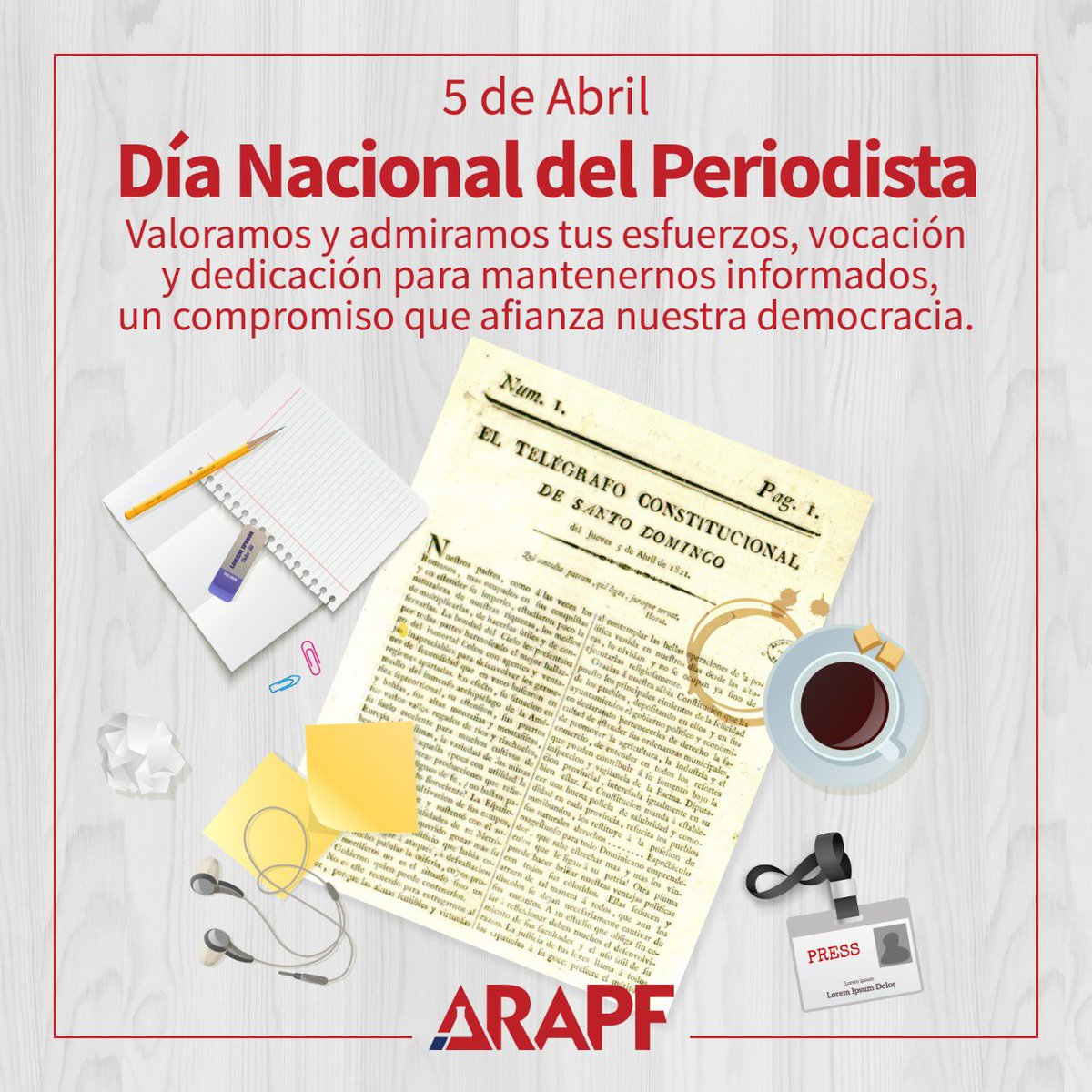 arapf_rd's tweet photo. Hoy se celebra el Día Nacional del Periodista. Felicitamos a todos los periodistas dominicanos que día a día dan lo mejor, para mantener a la población dominicana debidamente informada.
#DiaNacionalDelPeriodista #Periodista #ARAPF #TuSaludConARAPF https://t.co/zEC9mkDq9K