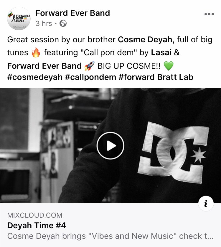 cosmedeyah's tweet image. Big up @ForwardEverBand #Family Always a pleasure, I love the new track with @LasaiMuzzik @BrattLab 🔊 mixcloud.com/cosme-deyah/de… #MixcloudSelect @mixcloud
