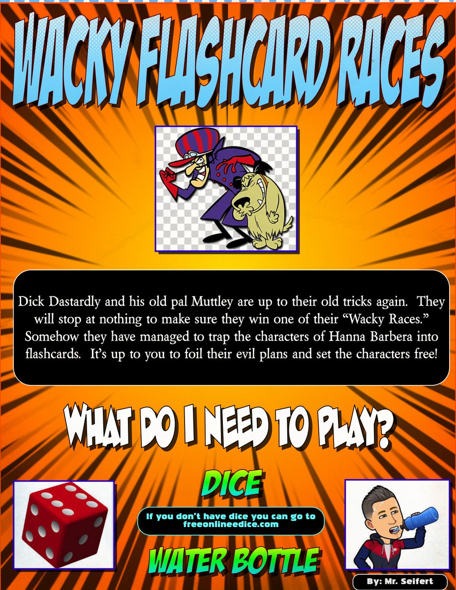 coachmicfit's tweet photo. Here is my latest #HPEatHome creation, "Wacky Flashcard Races," that I put together using @comiclife  I added a math element to this one for cross curricular use.  I hoping this game encourages a lot of fun family fitness.  Please feel free to share, let me know what you think. https://t.co/Y7aLPrDtxJ