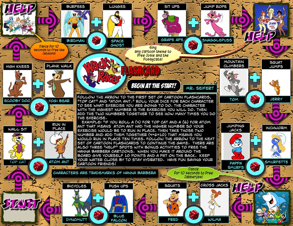 coachmicfit's tweet photo. Here is my latest #HPEatHome creation, "Wacky Flashcard Races," that I put together using @comiclife  I added a math element to this one for cross curricular use.  I hoping this game encourages a lot of fun family fitness.  Please feel free to share, let me know what you think. https://t.co/Y7aLPrDtxJ