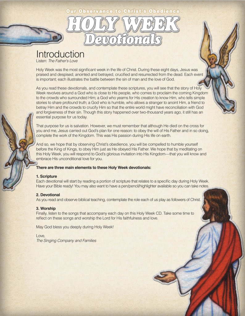SingingCompany's tweet photo. If you’re looking for some Holy Week devotions for this week, we’ve got you covered! 

👀🌿🍷🌱🏺🍽✝️🏴‍☠️🎉👯‍♀️🗣

https://t.co/huDTyAiWQ8 https://t.co/AioD2E5Cih