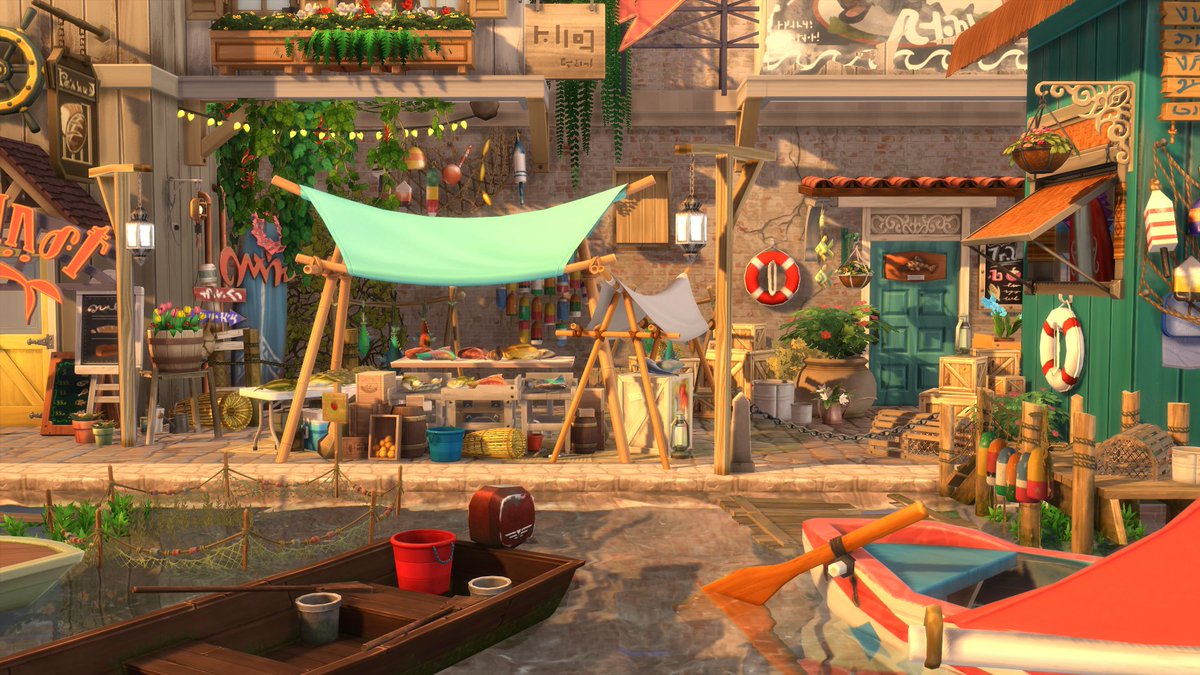 LadymanateeG's tweet photo. A fish market street and small boats dock built in The Sims 4. No cc.
Speed build: https://t.co/gQ6L0YTn9G 

#TheSims #TheSims4 #ShowUsYourBuilds @TheSims https://t.co/G5W8UHVaSv