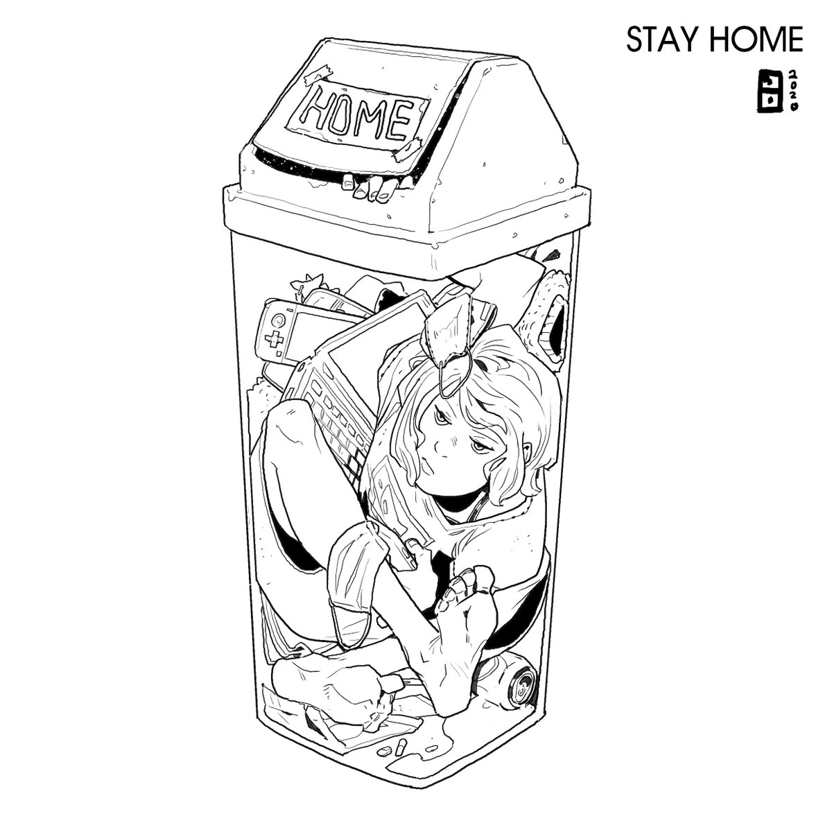 These are the line art of my latest work. I don't know if this will help, but IF YOU LIKE, you can freely use them to paint as a hobby during your stay at home. It doesn't matter if you print it or use the computer. You don't even have to tag me! ? 